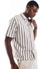 Bershka bold stripe shirt in light brown