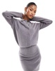 Aria Cove knitted collar detail bodycon mini sweater dress in gray