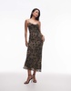 Topshop twist back cowl neck midi slip dress in snake print