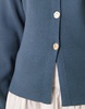 ASOS DESIGN knit structured crew neck cardigan with gold buttons in petrol blue