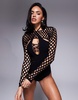 Ann Summers Ashton fishnet detail bodysuit in black