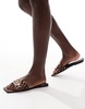ASOS DESIGN Fig square toe flat mule sandals in leopard satin