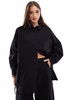 ASOS DESIGN washed shirt in black - part of a set