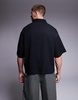 ASOS DESIGN overhead boxy plisse regular shirt in black