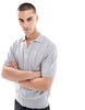Bershka knit polo shirt in blue