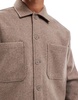 Bershka faux wool overshirt in brown