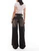 Bershka super baggy wide leg jeans in brown wash