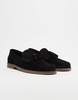 ASOS DESIGN tassel loafers in black suede with natural sole