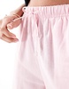 Bershka tie waist wide leg linen pants in pink