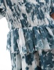 ASOS DESIGN puff sleeve midi dress with gauged waist in blue floral print