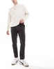 Brave Soul twill pants with elastic waist in charcoal gray