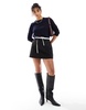 ASOS DESIGN double waistband detail tailored mini skirt