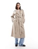 ASOS DESIGN longline trench coat in mushroom