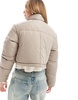 ASOS DESIGN cropped puffer jacket in mushroom