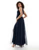 Anaya Bridesmaid tulle one shoulder maxi dress in navy