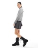 Weekday Winona high neck rib zip-through cardigan in Gray