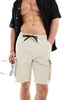 Bershka nylon cargo pocket short in sand
