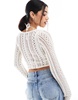 Bershka crochet v-neck top in ecru