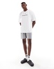 ASOS DESIGN pajama set with lifestyle goals slogan in white