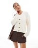 Brave Soul textured v-neck cardigan in cream