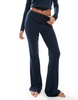 ASOS DESIGN mix & match rib and velvet trim fold over pants in navy
