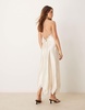 Miss Selfridge satin maxi dress with lace insert in ivory