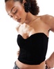 Bershka velvet corset top in black