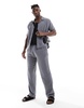 Bershka textured pull on pants in gray - part of a set