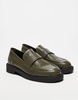 ASOS DESIGN embossed loafers in olive green