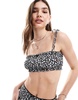 Bershka bow detail strappy top in black and white floral