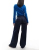 Bershka clean wide leg jeans in authentic dark blue