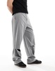 ASOS DESIGN smart wide leg pants with knee splits in light gray