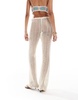 Mango crochet tie wast beach pants in white
