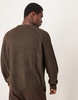 ASOS DESIGN oversized boxy fit knit crew neck sweater with ribbed sleeves in brown