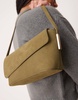 ASOS DESIGN suede asymmetric flap shoulder bag with strap hardware in khaki