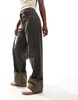Weekend Collective laser print turn up jeans in washed brown