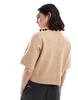 ASOS DESIGN knitted half sleeve cardigan in mocha