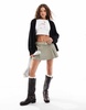 Monki cable knit boxy button front cardigan in black
