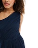 Anaya Bridesmaid tulle one shoulder maxi dress in navy