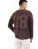 Bershka oversized mesh T-shirt jersey in brown