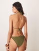 Stradivarius textured bikini top in khaki