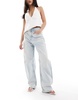 Bershka wide balloon leg jeans in super light wash