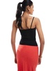 Bershka square neck cami top in black