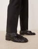 ASOS DESIGN penny loafers in black with fringing