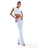 Aria Cove ribbed knit back split maxi skirt in baby blue - part of a set