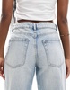 Bershka high waisted baggy wide leg jeans in dirty light wash blue