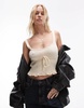 Mango bow front knit cami in beige