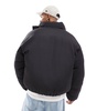 Bershka boxy plisse padded puffer jacket in black