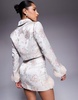 ASOS LUXE jacquard blazer with corsage cuffs in champagne