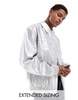 ASOS DESIGN faux leather oversized harrington jacket in silver